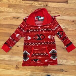 RL Ralph Lauren Active Red Aztec Print Fleece Half Zip Pullover Sweatshirt XL